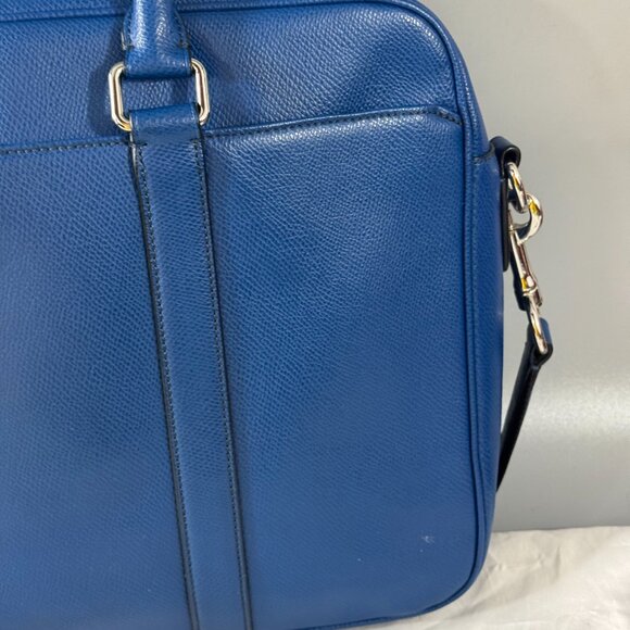 Coach F71681 Slim Cross Grain Men's Leather Briefcase/Handbag/Shoulder Bag, Blue - Picture 6 of 13
